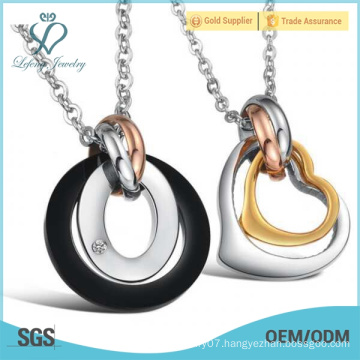 2016 Valentine's Day gift Stainless steel couples heart necklaces love couple heart necklace